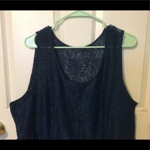 Blue Sleeveless Lace Dress